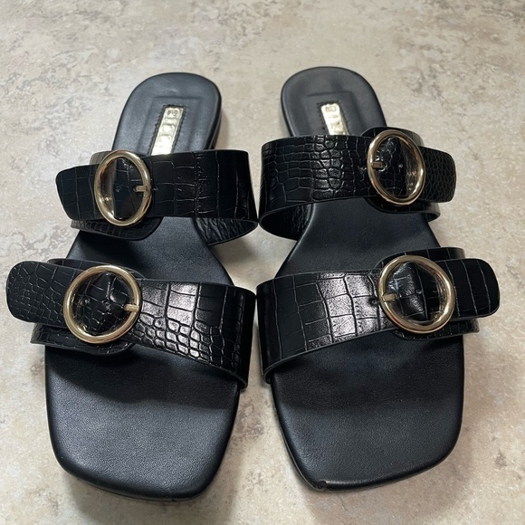 BILLINI Alaia Slides Sandals in Black Croc. Size 6 - Picture 5 of 10